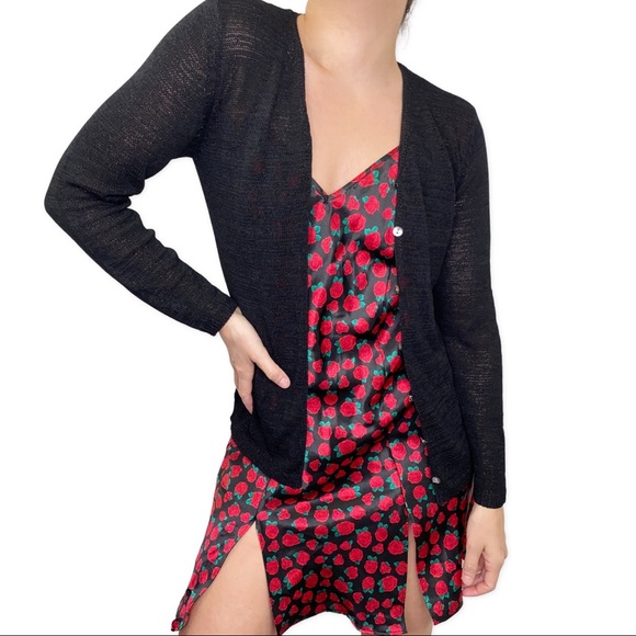 🔥4 for $24 🔥 vintage black cardigan S - Picture 2 of 5